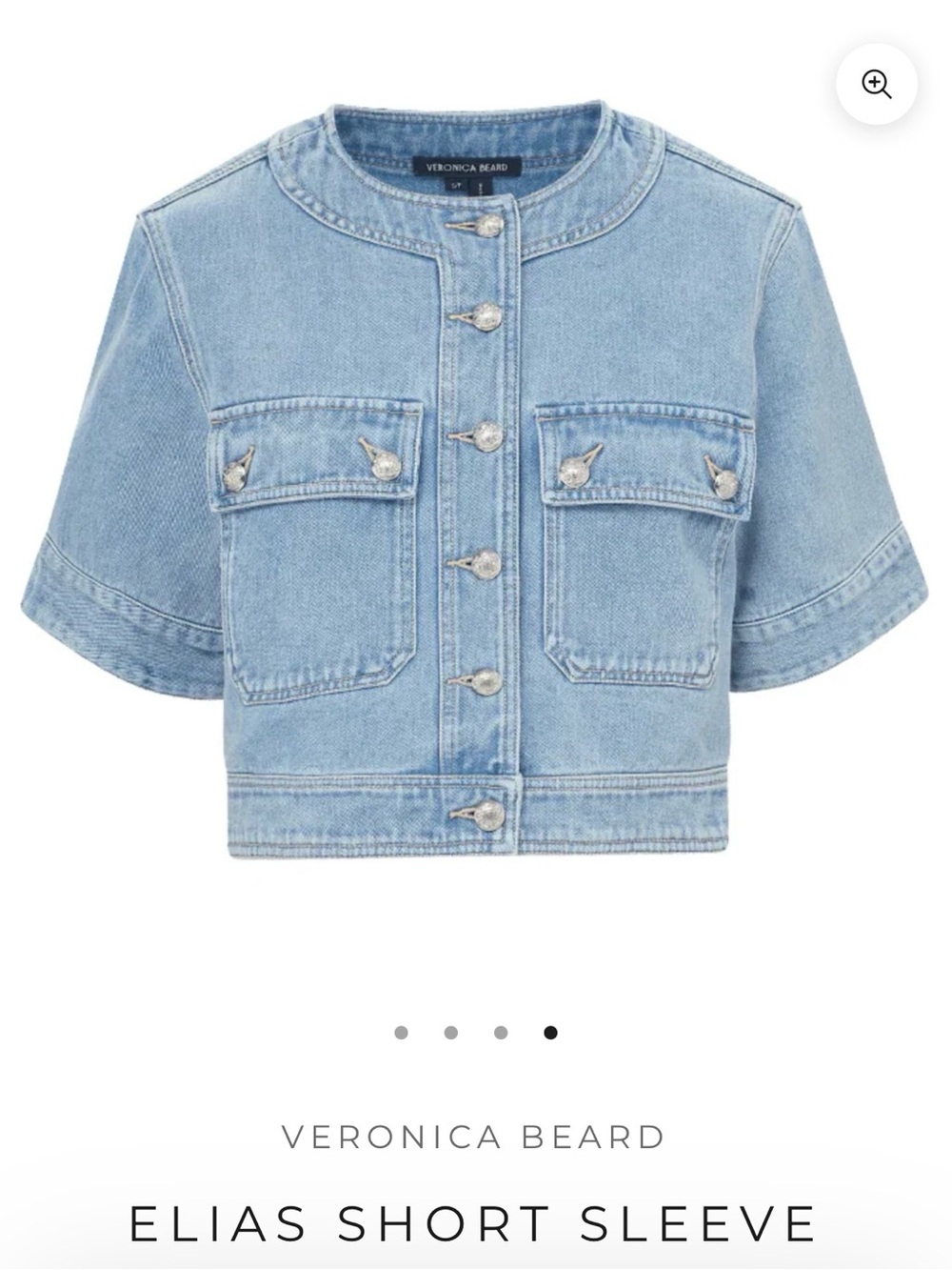 Veronica Beard Light Blue Cropped Short-Sleeve Denim Jacket